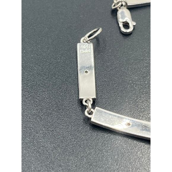 HD/N Signed Vintage 925 Sterling Silver Panel Link Diamond
Accent Bracelet - Picture 4 of 9